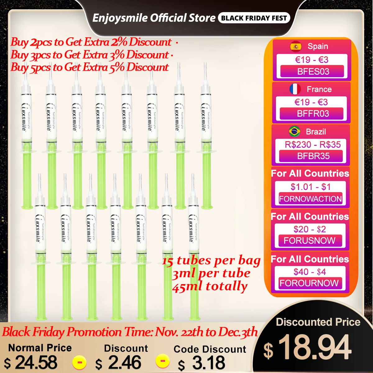 Гель для отбеливания зубов PAP 15 шт