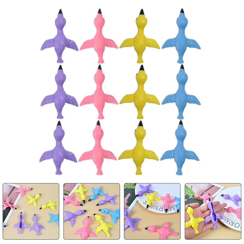 

24 Pcs Projectile Toy Slingshots Kids Finger Flamingo Toys Elastic Kids Toy Tpr Slingshot Flying Toys Child