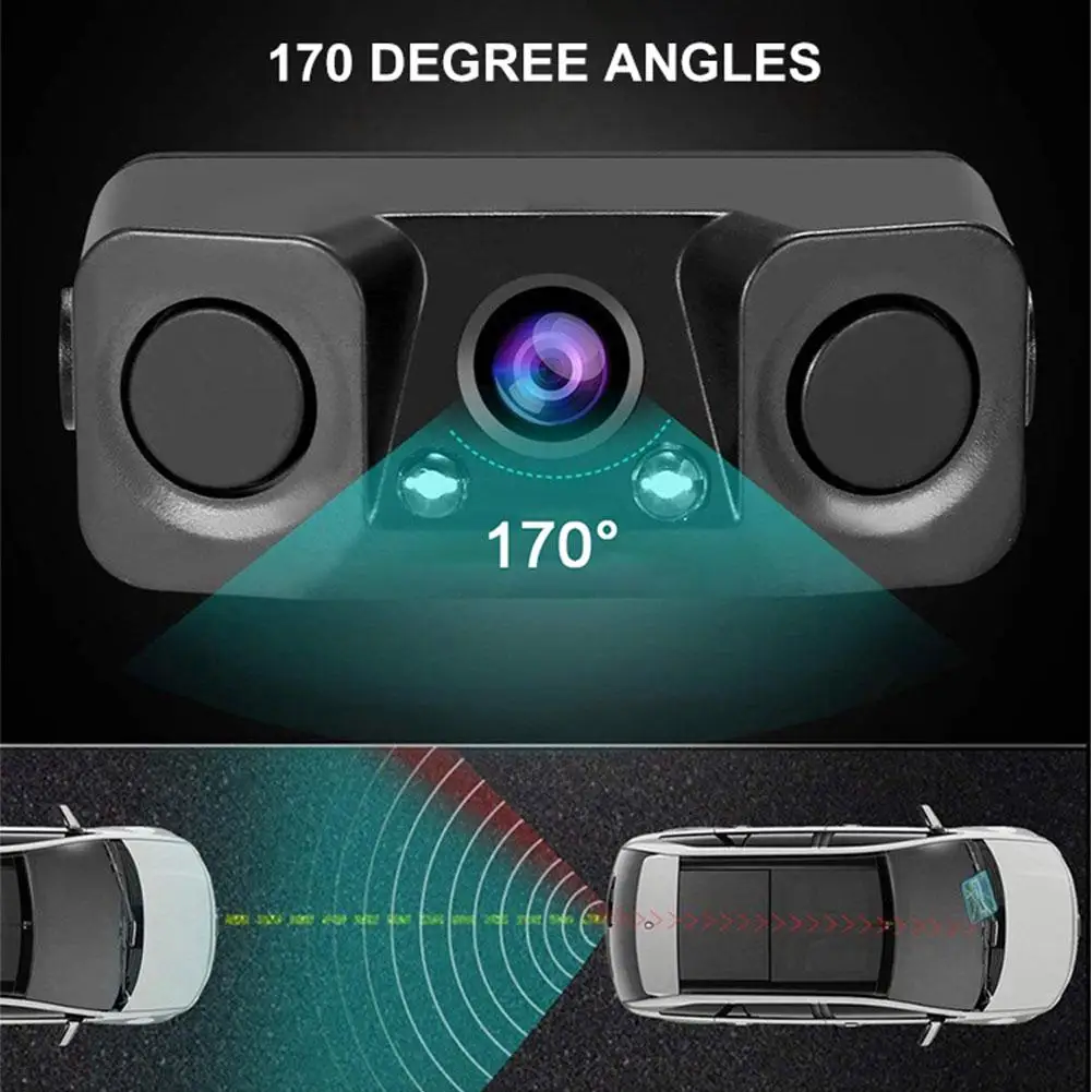 

Car Reverse Backup Rada Sensors Kit 3 In 1 LED Display Parking Backup Came Angle Sensor Radar Reversing System Camera Degre W7R1