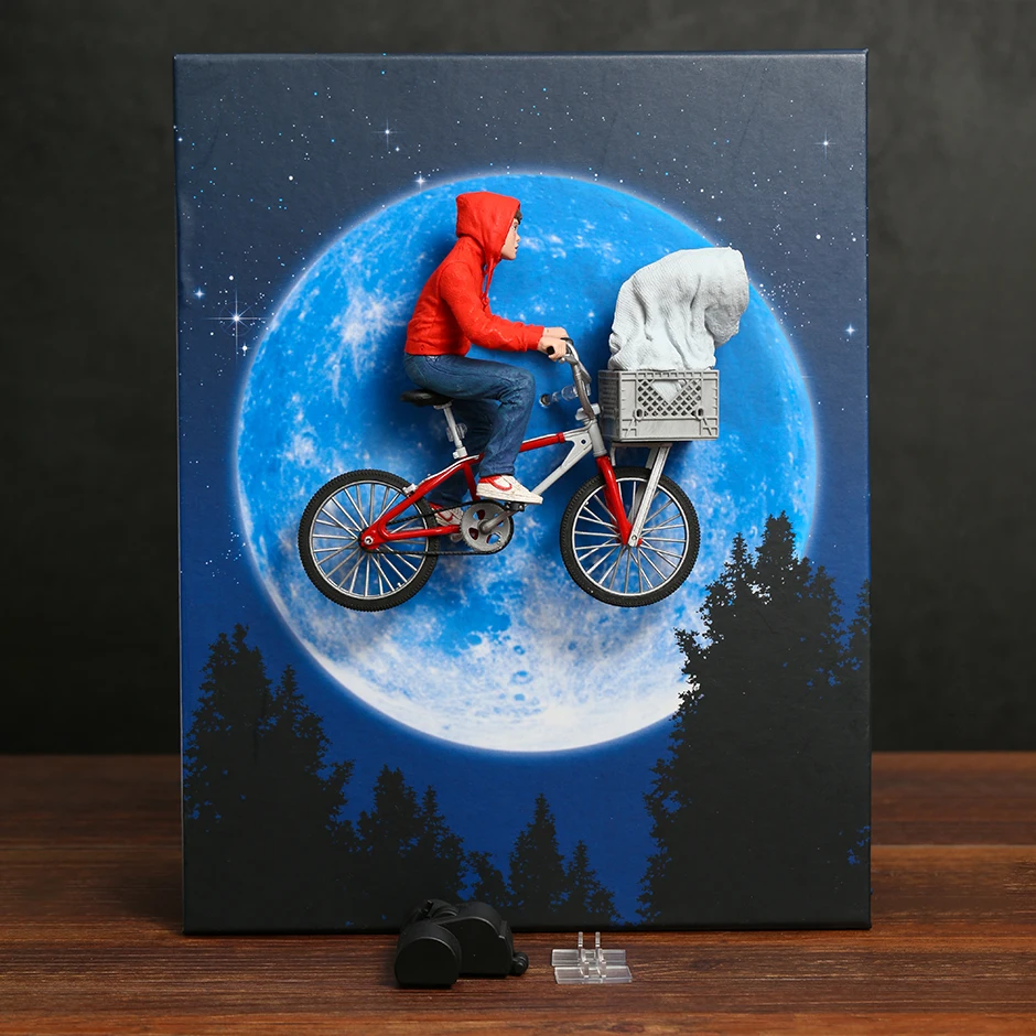 

NECA E.T. & Экшн-фигурка из ПВХ Эллиот с велосипедом, декоративная модель для комнаты, коллекционная игрушка, подарок