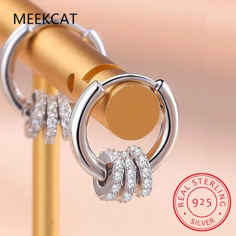 Серьги-кольца MEEKCAT из серебра 925 с цирконом