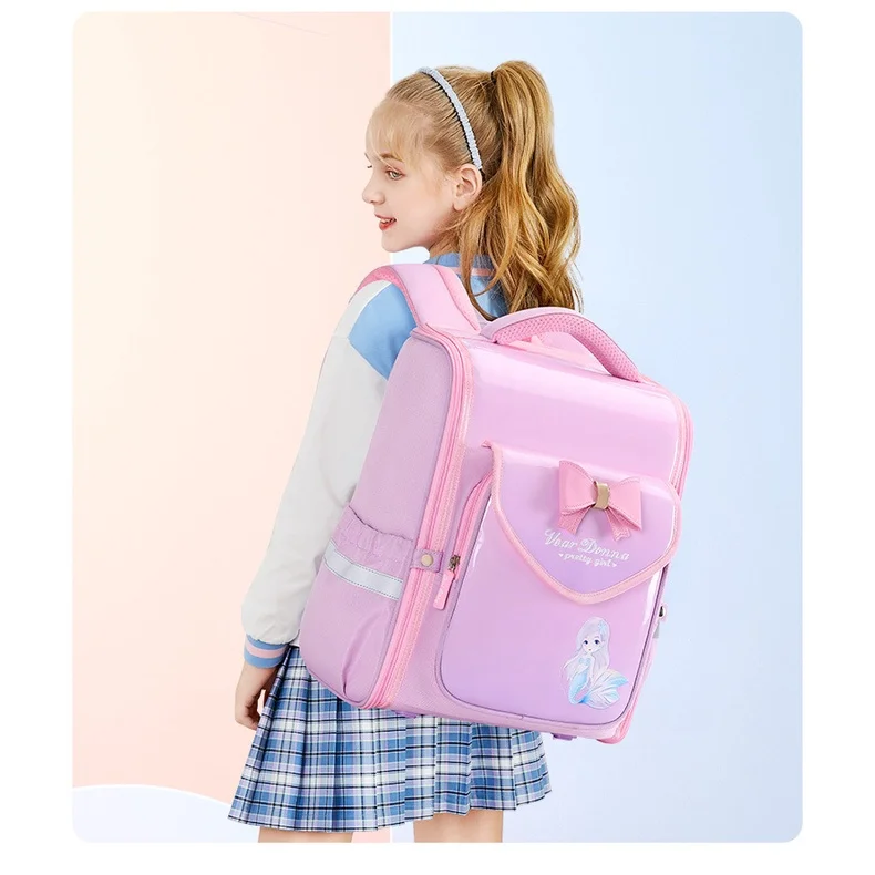 Girls Princess Bow-knot Mermaids Cartoon British Style Backpacks New Cute Children Sweet Fashion Students Large School Bags Hot