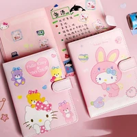 sanrios hello kitty stationery kawaii anime notepad cartoon cute pattern leather surface notebook office student toy for girls