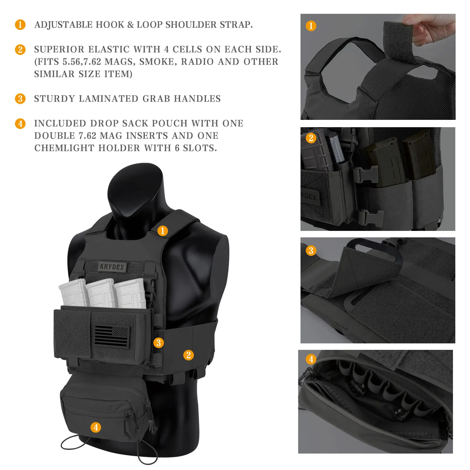 KRYDEX Тактический жилет Low Vis Slick Armor Plate Carrier с 5 56 7 62 Mag Pouch Drop MK3 Micro Fight Chassis Охотничий
