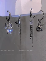 punk bowknot heart crystal chain rabbit drop earrings for women girls fashion y2k earrings set hip hop party jewelry gifts
