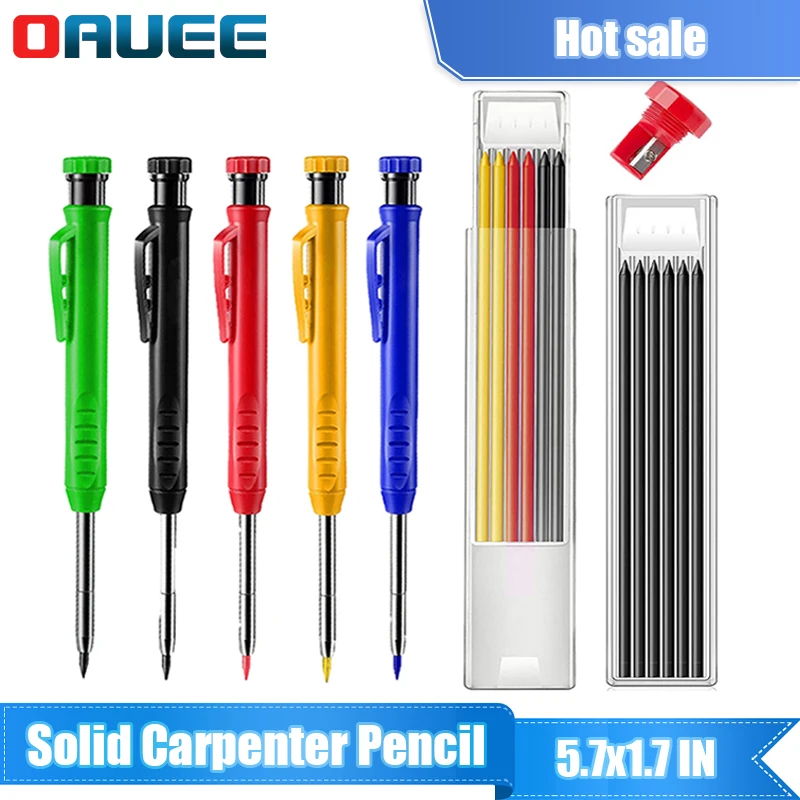 Set Mechanical Pencil 3 Colors Refill With Built-in Sharpener Carpentry Marking Scriber Woodworking Tools