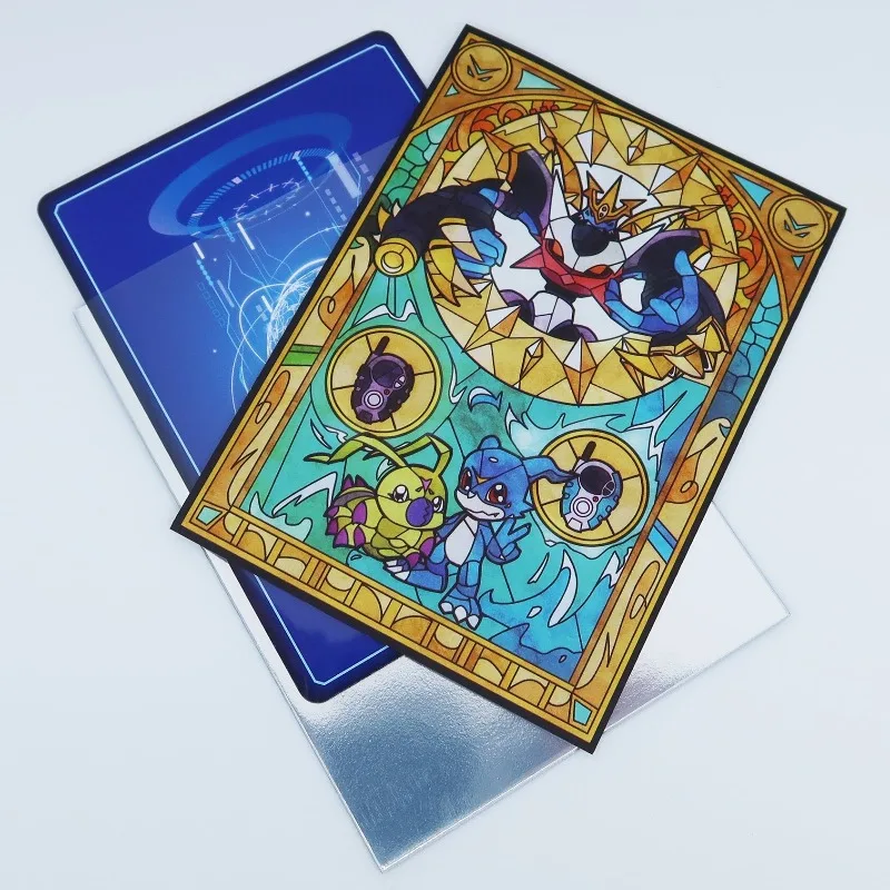 Фото Защитные стеклянные держатели для карт Digimon Omegamon/Imperialdramon, 67x92 мм, 60 шт./набор, для коллекционных карт, игрушки, подарки №2