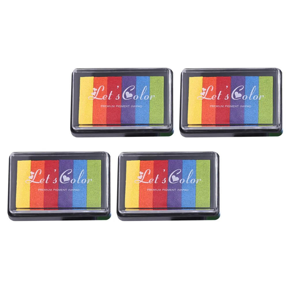 

Craft Ink Pads Colorful Rubber Stamps Partner Rainbow Finger Ink Pads DIY Stamp Pads for Crafting Scrapbooking Painting 4Pcs