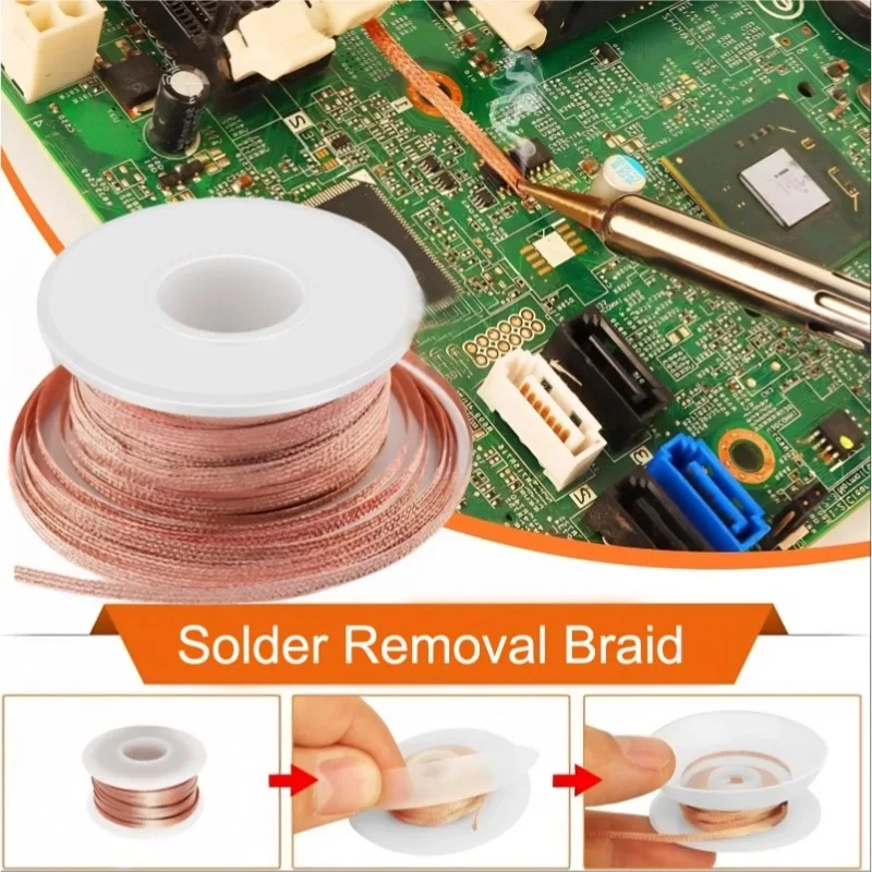 2/3/4 мм лента для распайки оплетки, медная сварочная лента для удаления припоя, прочная проволока, свинцовый шнур, флюс BGA, инструмент для очистки остатков припоя