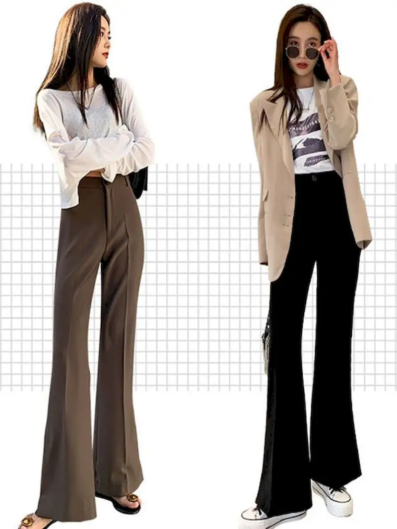 Брюки женские Костюмные с высокой талией повседневные облегающие брюки широкими