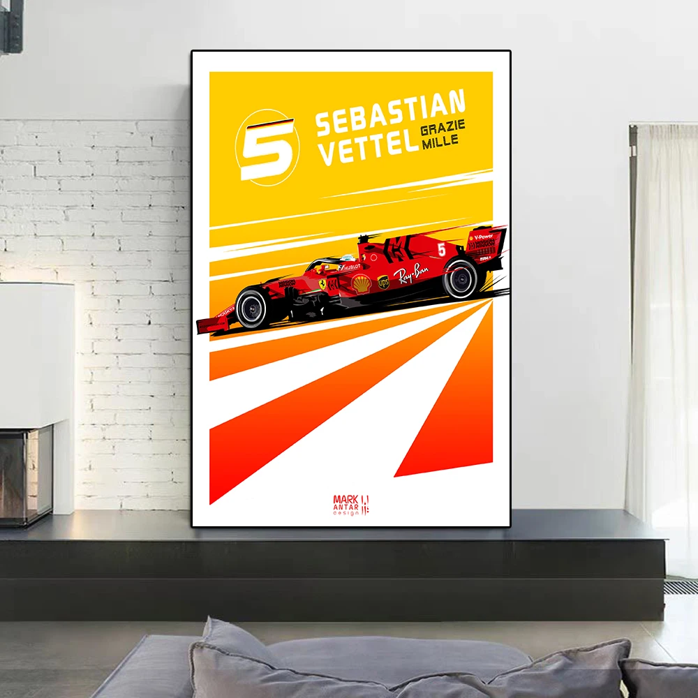 Формула граффити победитель гранфити Vettel Картина на холсте гоночный автомобиль