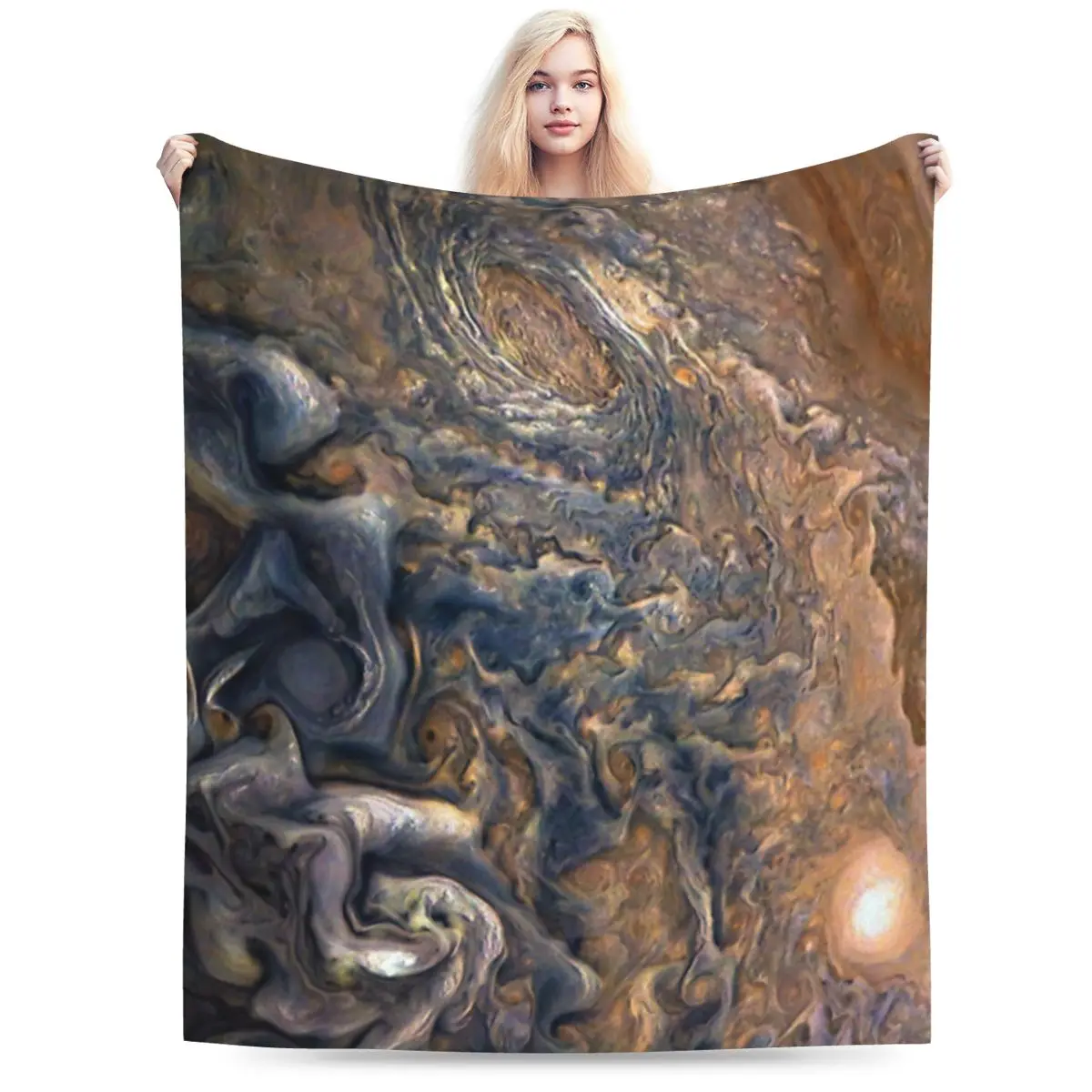 Swirling Clouds Of Planet Юпитер крупным планом от Juno Cam Ультрамягкое одеяло из микрофлиса