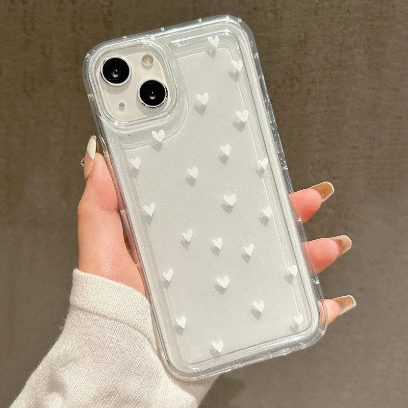 Белый маленький прозрачный чехол для телефона Любовь iPhone 16 14 13 12 11 Pro Max XS X 7 8 Plus 15