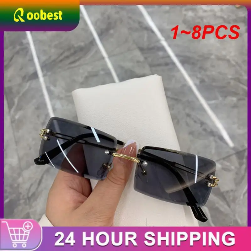 

1~8PCS New Rimless Rectangle Sunglasses for Women Men Vintage Shades Fashion Frameless UV400 Protection Lens Sun Glasses