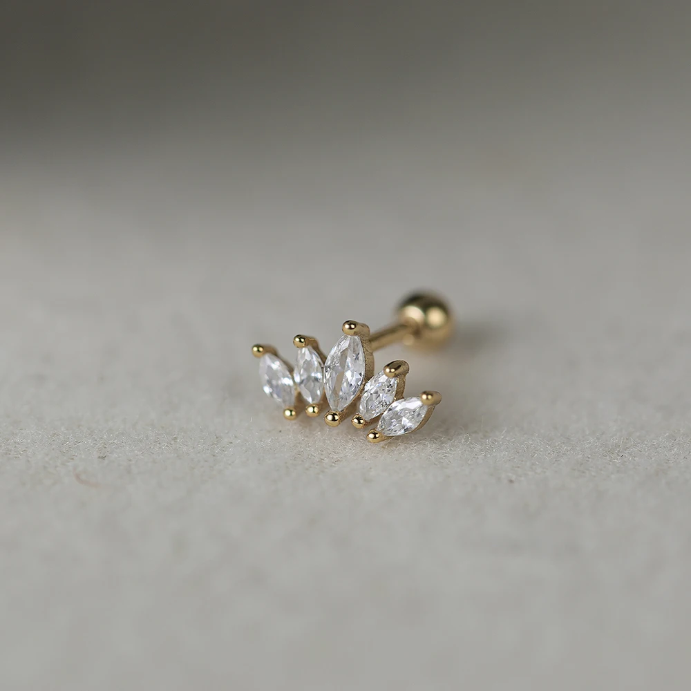 

Boako 925 Sterling Silver 18K Gold Color Crown Zircons Stud Earrings For Women Girls 1PC Piercing Crystal Jewelry aretes