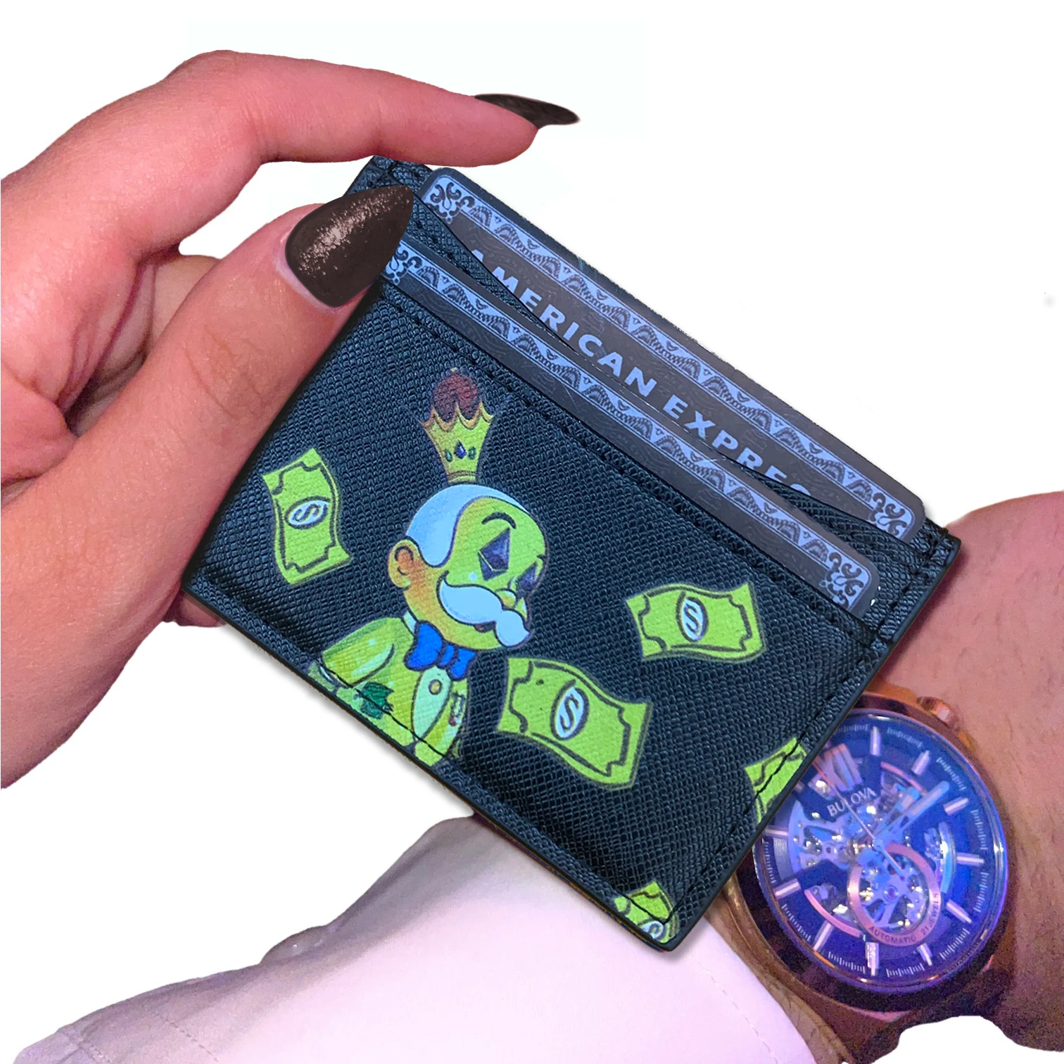 

Cardholder King Richie Monopoly NFT Lord Money Card Holder Luxury ID Coin Purse Genuine Leather for Men Women Wallets