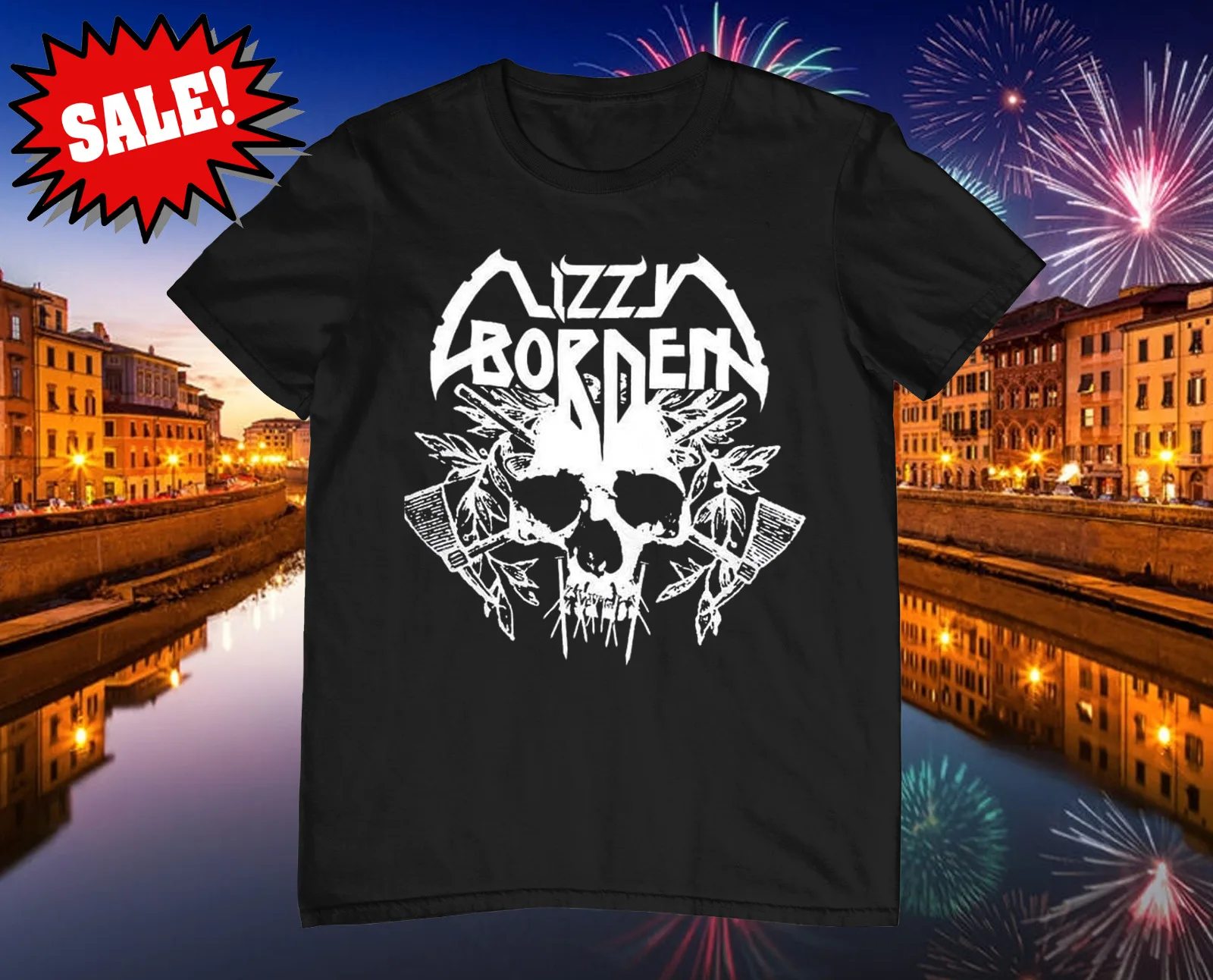 Lizzy Borden Band черная футболка из хлопка