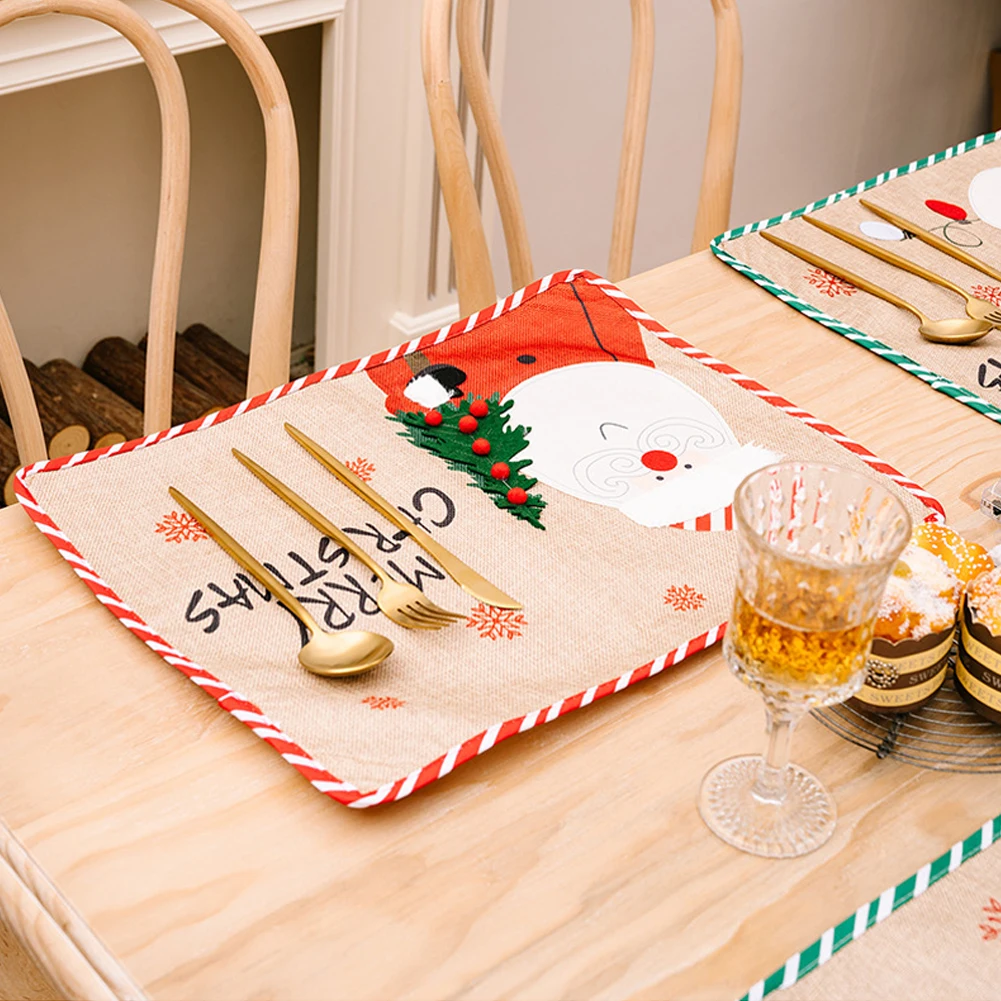 

Brand New Place Mat Placemats Anti Slip Christmas Party Christmas Supplies Embroidered Placemat Home Decor Home Table