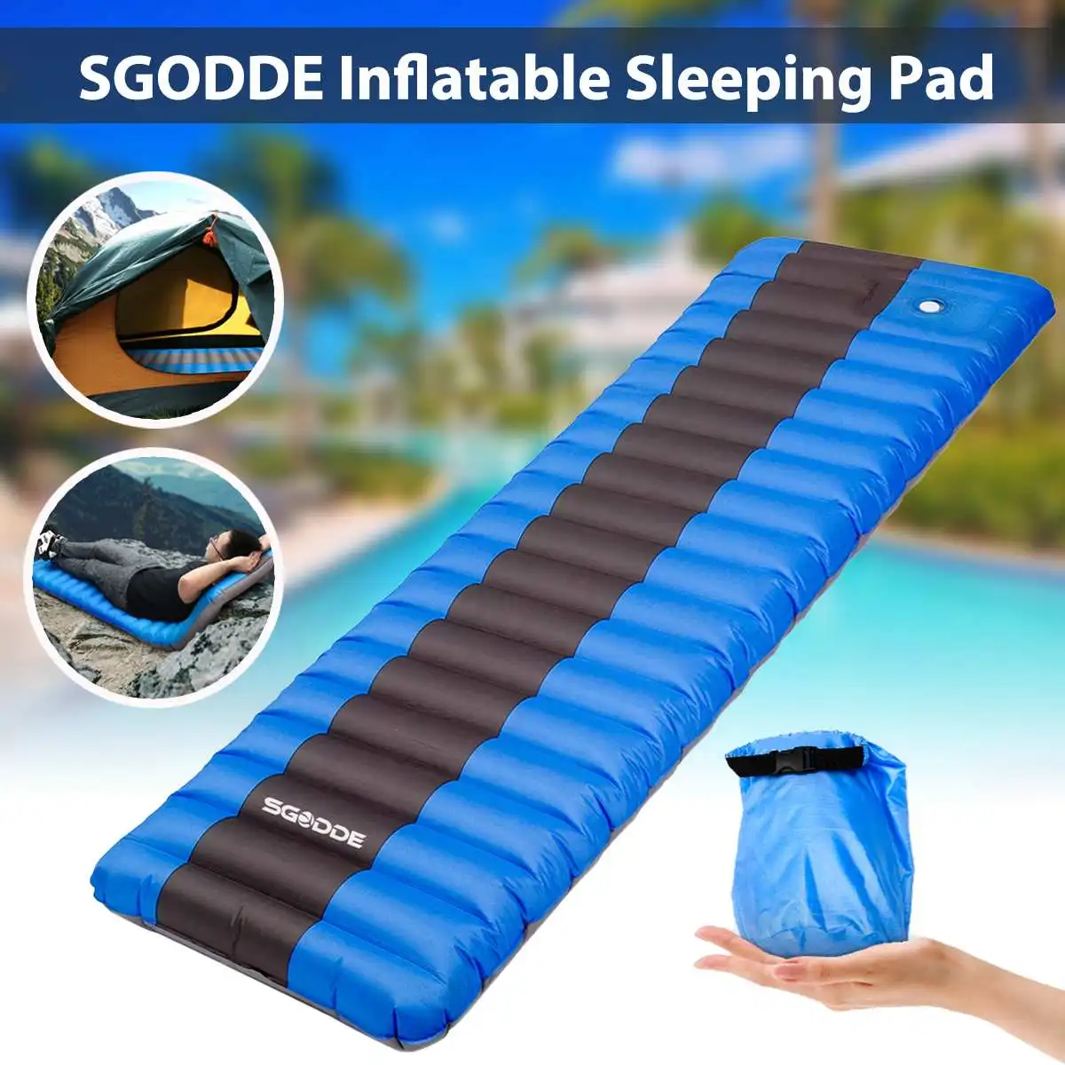 

SGODDE Camping Mattress Ultralight Waterproof Inflatable Mat Sleeping Cushion Air Pad for Outdoor Furniture Hiking Picnic Beach