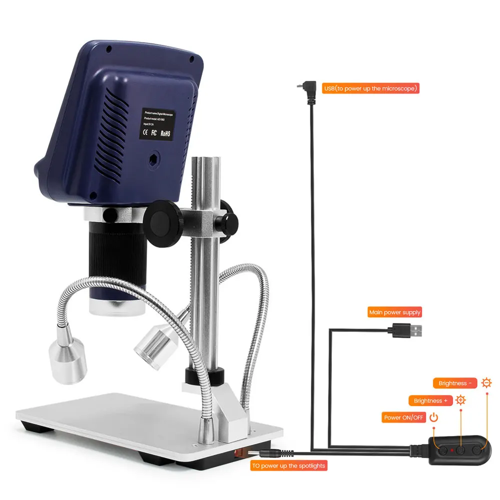 HD-цифровой микроскоп увеличительное стекло встроенный источник света высокое