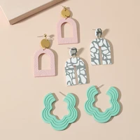 designer trendy green pink acrylic dangle charm earrings for women new korean cute casual fashion statement jewelry gifts