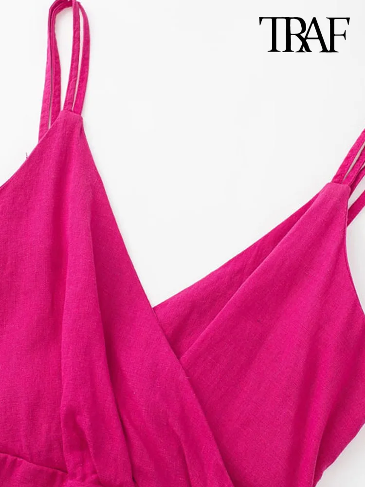 Платье-мини женское льняное Плиссированное с открытой спиной и тонкими