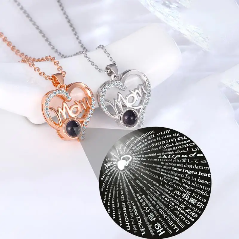 Ожерелье-проектор Love You В 100-м Языках Кулон Из Чистой Меди С Цепочкой Титановой