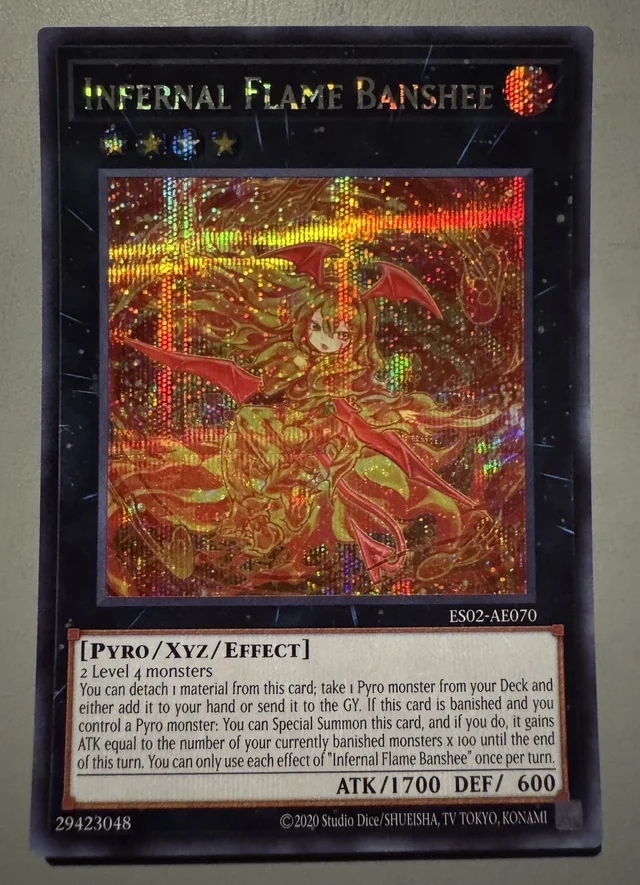 Карта Yugioh KONAMI Duel Monsters ES02-AE070 Infernal Flame Banshee, Secret Rare, азиатская английская коллекция, в идеальном состоянии (art.: 3920dbbbc5f06) - 3920dbbbc5f06