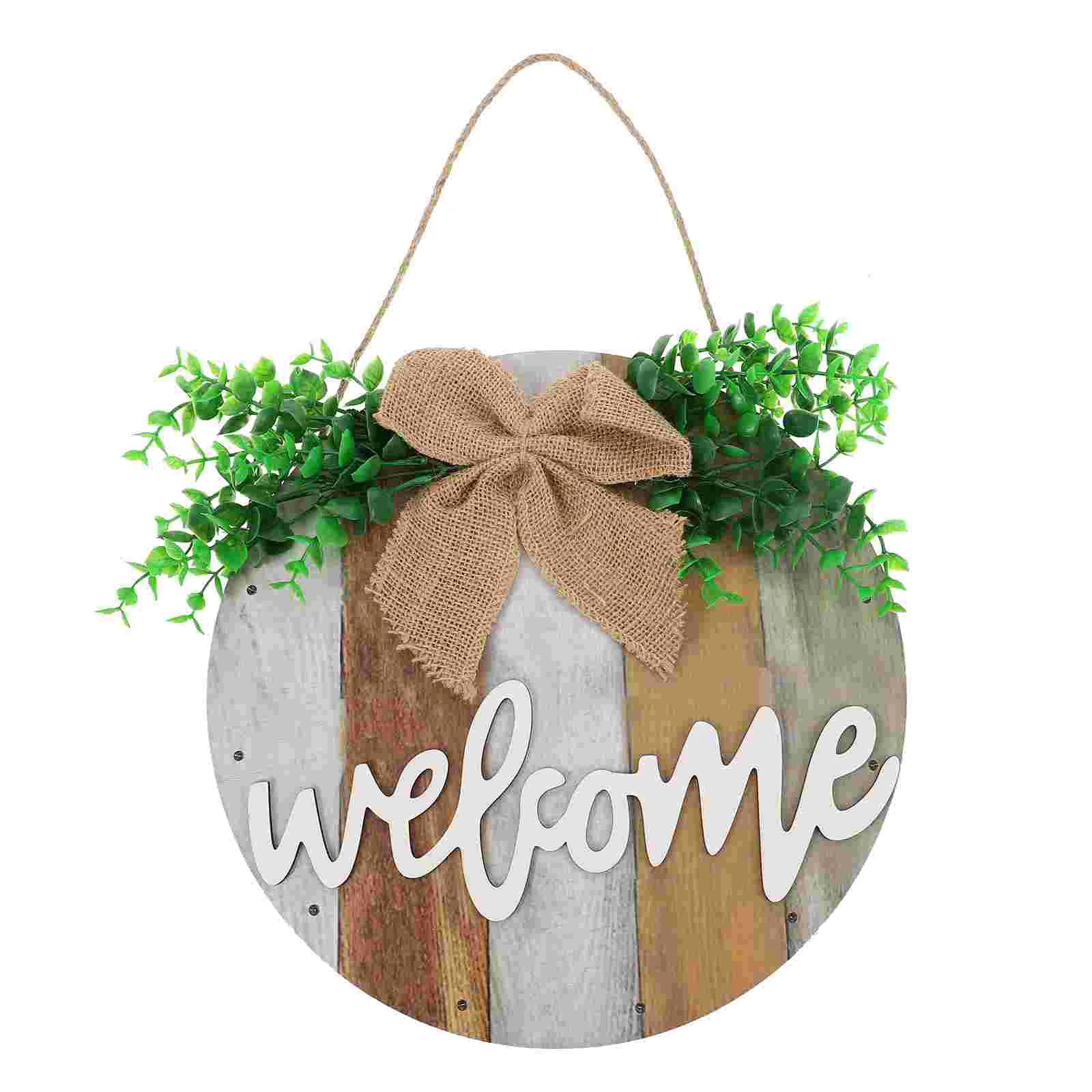 

1 Set Wooden Welcome Farmhouse Pendant Logo Wooden Round Door Decoration Plate