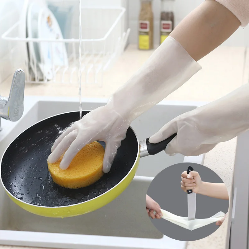 

3pairs/set gloves latex Household Silicone Gloves Kitchen Cleaning Dish Washing Housekeeping Scrubbing 33cm 37cm H1226