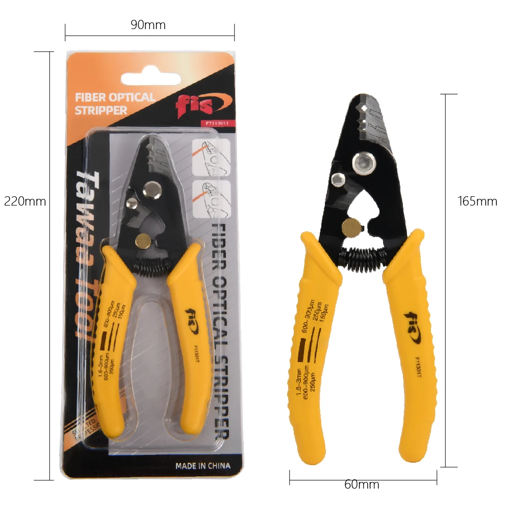 

Free Shipping FIS FT11301T FTTH Optic Fiber Wire Stripper Three Hole Cable Fiber Stripping Strong Sturdy Cutting Peeling Plier
