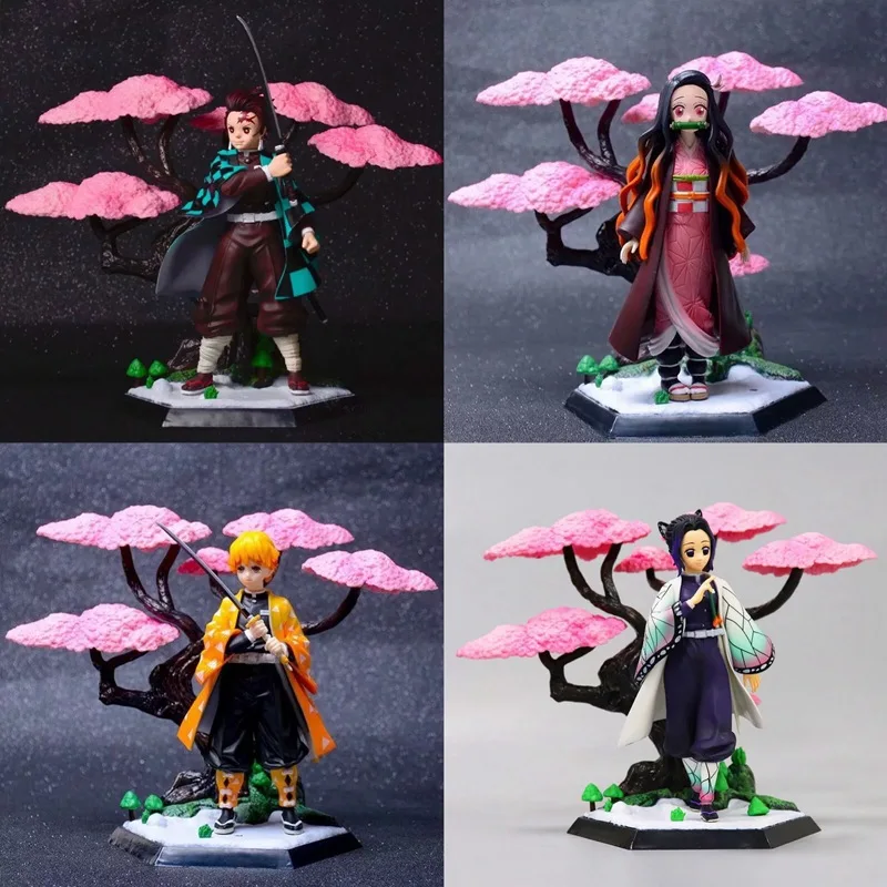 

Bandai 19cm Anime Demon Slayer Kimetsu No Yaiba Action Figure Kamado Nezuko Zenitsu Tanjirou Giyuu With Tree PVC Model Toys Gift