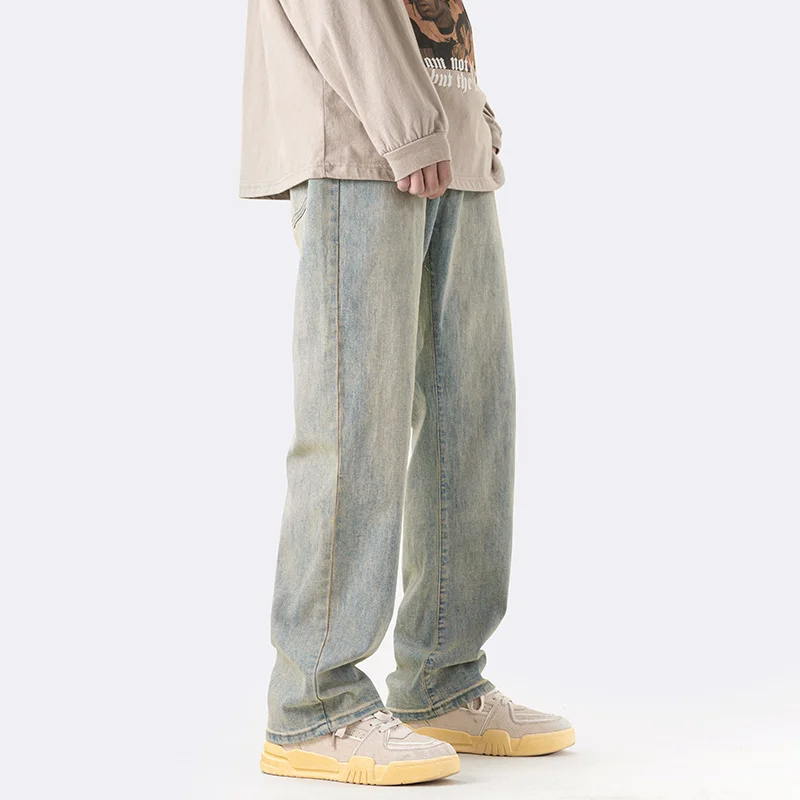 Baggy Jeans Men Fashion Casual Vintage Harajuku Straight Jeans Men Japanese Streetwear Hip-hop Loose Denim Pants Mens Trousers