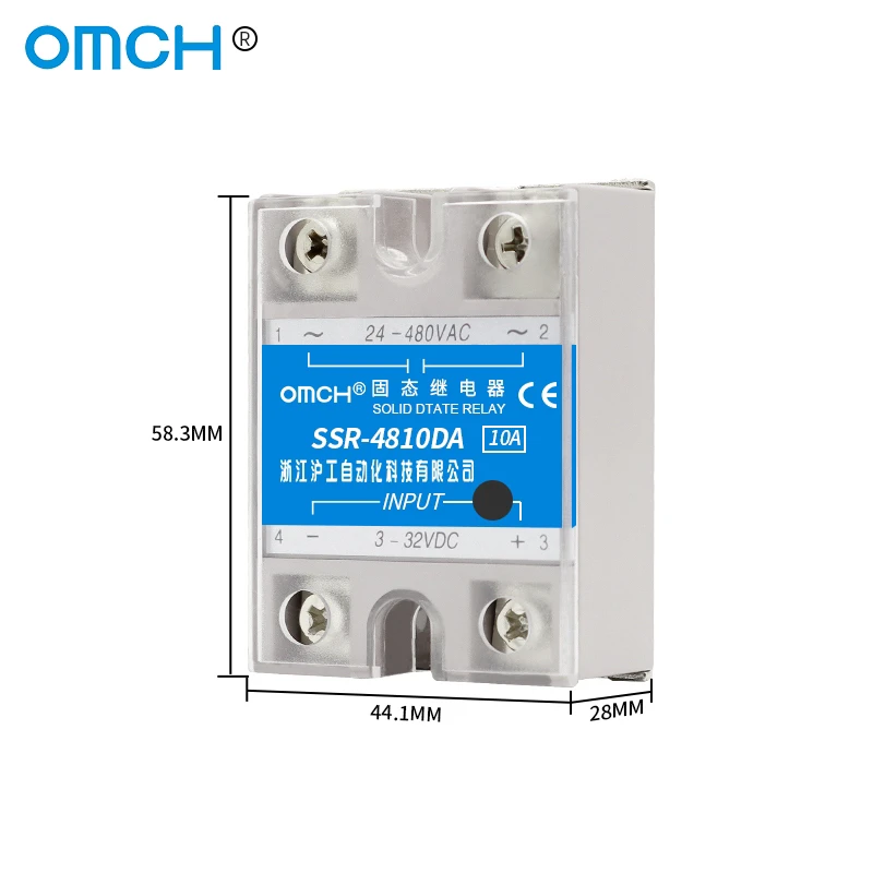 SSR-10DA SSR-25DA 10A 25A 40AOMCH твердотельный релейный модуль 3-32 В вход постоянного тока 24-380