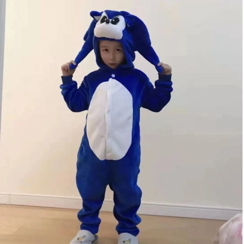 Зимняя детская Фланелевая пижама с капюшоном и длинным рукавом