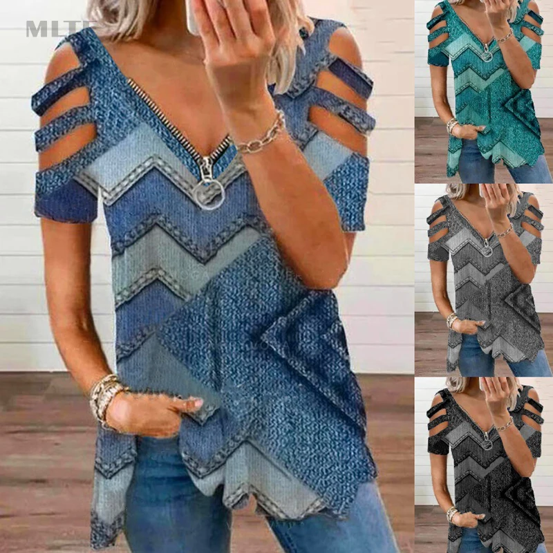 

Футболка женская оверсайз с коротким рукавом и V-образным вырезом