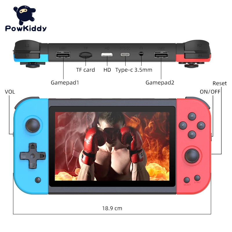 Powkiddy X51 5 0-дюймовый IPS-экран 800*480 Портативная игровая консоль в стиле ретро с