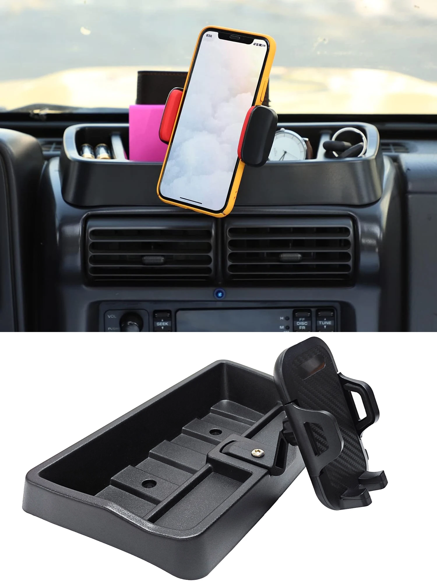 

Лоток для хранения телефона на приборной панели для Jeep Wrangler TJ 1997-2006, держатель для телефона на приборной панели, внутренний органайзер, коробка