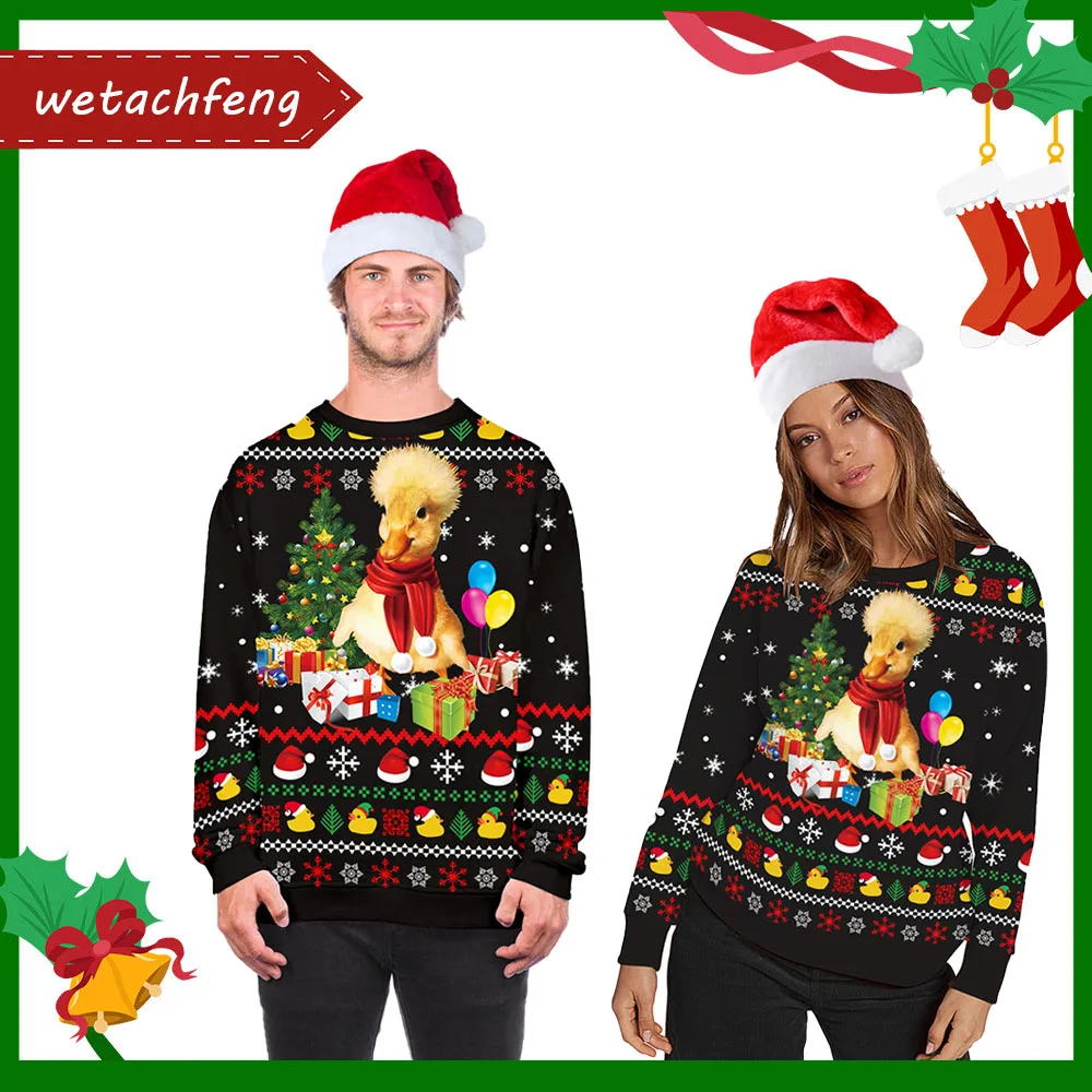 

Men Women Christmas Sweaters Funny Cute Duck Cartoon Animal Lion Gog Xmas Pullovers Ugly Christmas Sweater Autumn 3D Sweatshirts