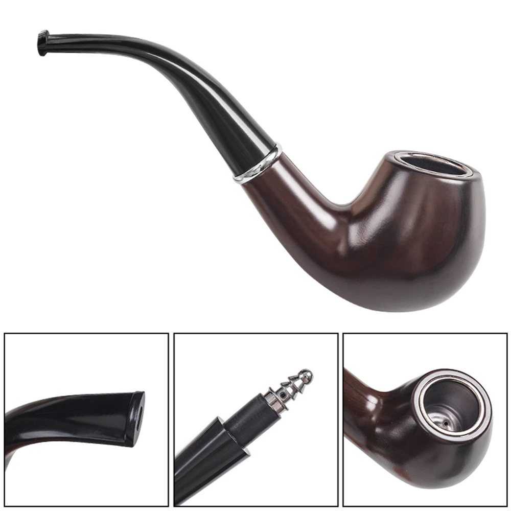

Resin Ebony Tobacco Pipe Retro Curved Handheld Smoking Pipe Bent Pipe Smoke Filter Herb Grinder Cigarette Accessories Men Gifts