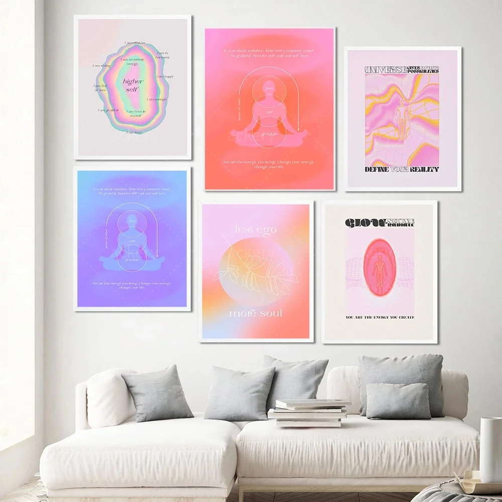 

Color Retro Poster Gradient Spiritual Energy Meditation Art Canvas Painting Abstract Poster Wall Art Picture Home Decor Painting