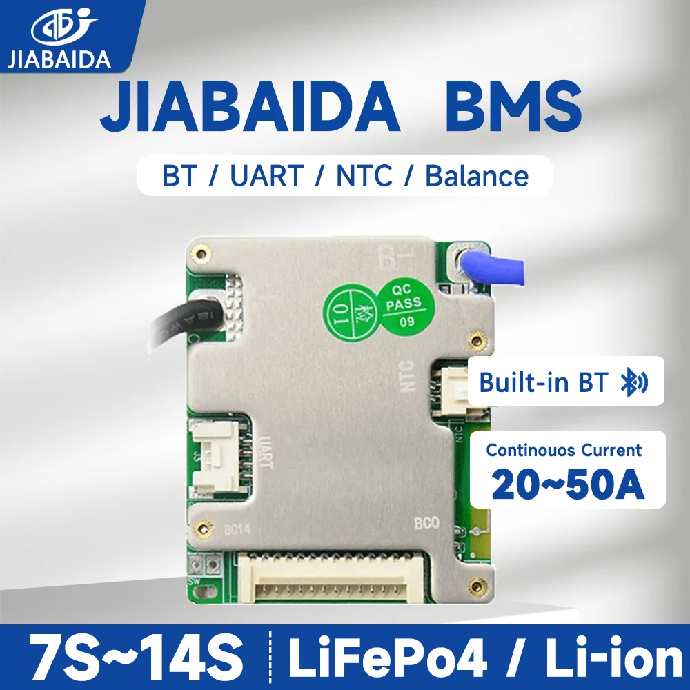 Литий-ионный аккумулятор JIABAIDA BMS 8S 24 В Smart BT UART 7S 14S LiFePo4 13S 20A-50A
