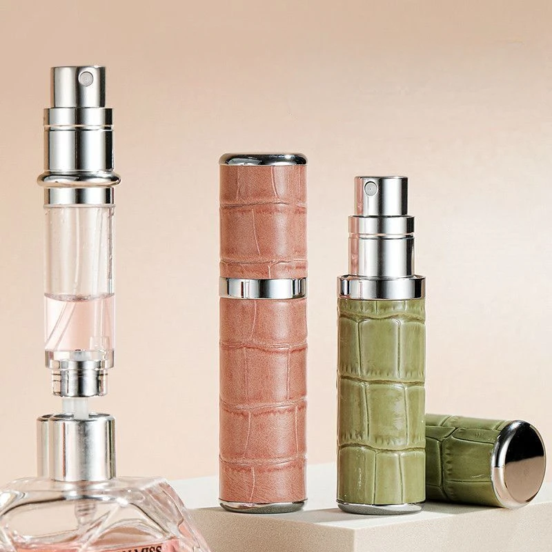 

Empty Perfume Refillable Bottle 5ml Mist Atomizer Portable Liquid Container for Cosmetics Traveling Mini Leather Spray Alcochol