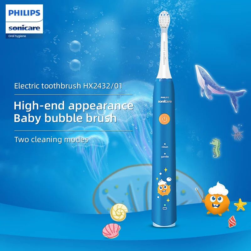 

Philips Sonicare HX2432 Electric Toothbrush for Children 2Modes Sonic Vibrator Soft Bristle Cleaning Brush for Kids Oral Hygiene