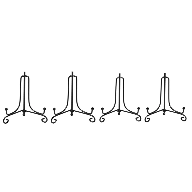 

4 Pcs Iron Display Stand, Black Iron Easel Plate Display Photo Holder Stand, Displays Picture Frames, Cookbooks, Decorative Plat