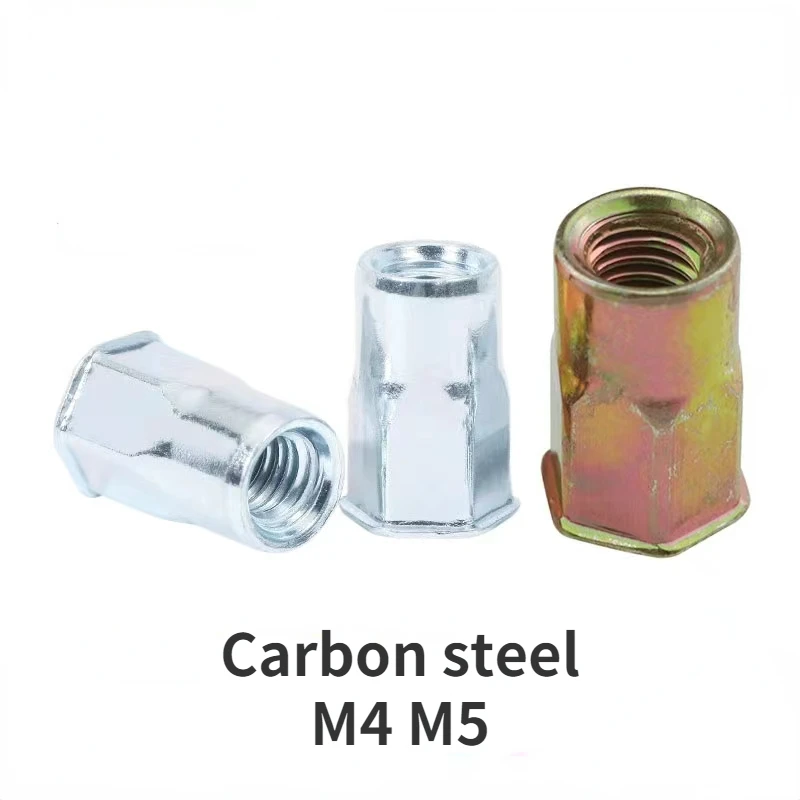 

200Pcs M4 M5 Half Hexagon Countersunk Nuts, Carbon Steel, Color Zinc Plated, Blue and White Zinc Plated Pull A Willow Nut