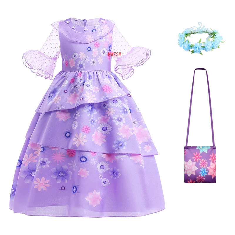 

Flower Girls Encanto Isabella Dress Kids Mirabel Charm Cosplay Princess Costume Children Fancy Dress Carnival Party Dress Up