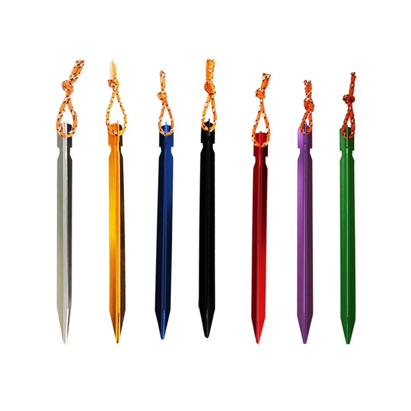

10pcs/set 18cm Aluminum Alloy Tent Pegs with Rope Stake Camping Hiking Equipment Outdoor Traveling Tent Accessories