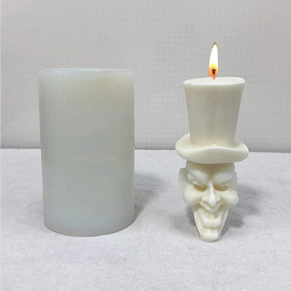 

3D Top Hat Demon Candle Mold DIY Handmade Soap Gypsum Clay Resin Crafts Making Silicone Mould Home Decoration Ornaments 2022 New