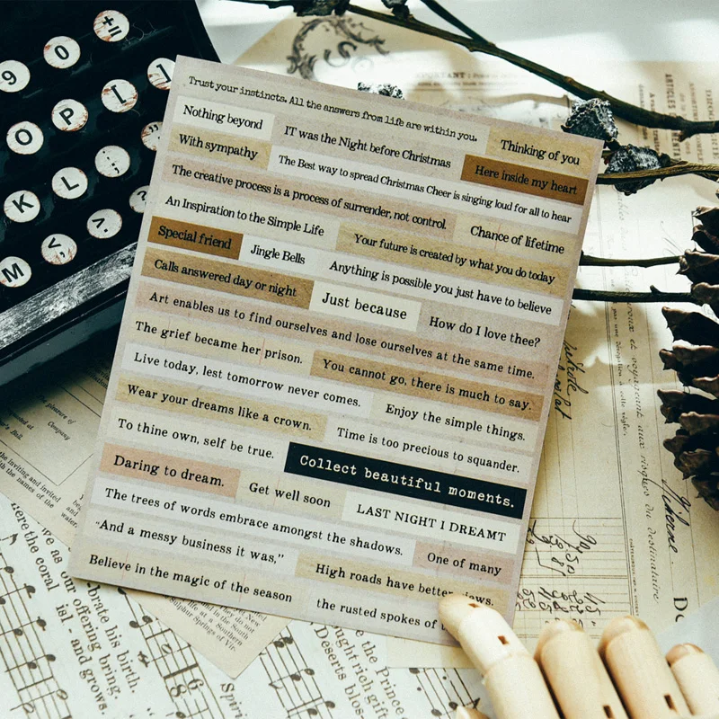 

4sheets English Words Phrases Stickers Hand Account Scrapbooking DIY Craft Journal Diary Planner Decorative Mobile Sticker